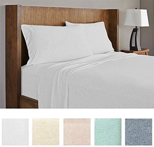 ROYALE LINENS Soft Tees Luxury Cotton Modal Jersey Knit Sheet Set, Silver, Queen