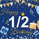 YongFoto Happy 1/2 Birthday Backdrop 5x3ft Balloons Cake Gift Box Blue Photography Background 6 Months Baby Half Bday Party Banner Decor Cake Table Supplies Photoshoot Wallpaper Photo Booth Props