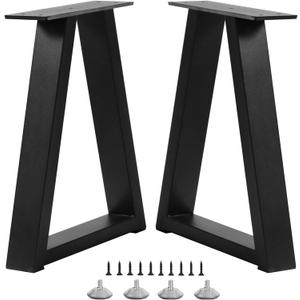 16 Inch Trapezoid Metal Table Legs for Bench, Coffee Table Legs, DIY Furniture Feets Set of 2, Including Screws and Adjustable Feet Pads, 16 Inch x 10.8 Inch
