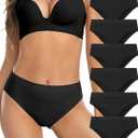 Womens Bikini Panties Seamless Underwear, Soft Stretch Cheekini Hipster Briefs 6 Pack (Small)