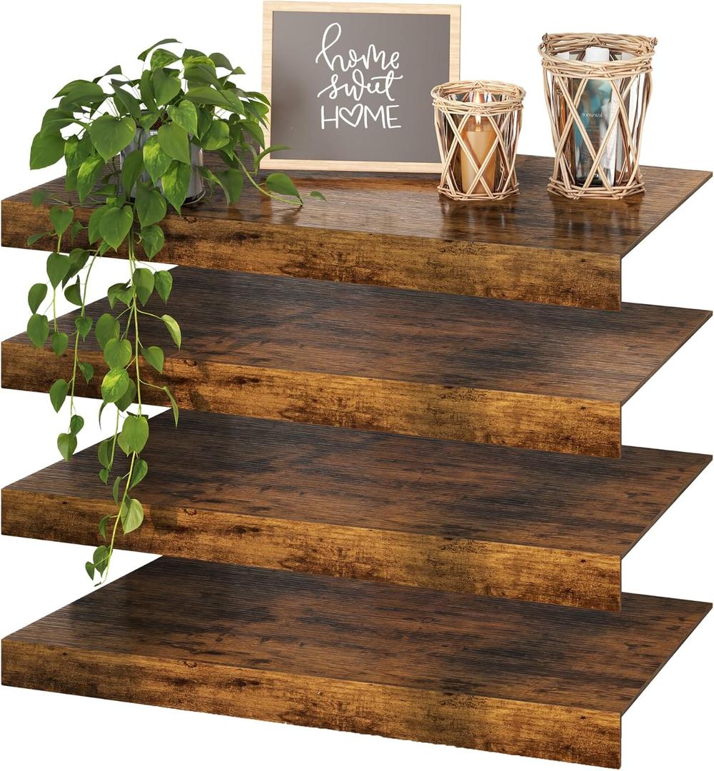 Wire Shelf Cover – Engineered Wood Wire Rack Covers for Shelves, Rustic Farmhouse Style for Pantry, Closet (4, 36" W × 16" D)