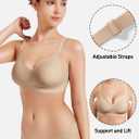 YEOREO Ease Womens Wireless Bras Push Up Full Coverage Bra No Underwire Seamless Comfortable Scalloped Supportive Bralette (Beige, L)