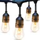 addlon 24FT Outdoor String Lights Commercial Grade Weatherproof Strand Edison Vintage Bulbs, ETL Listed Heavy-Duty Decorative Caf Market Patio Lights for Bistro Classic Black