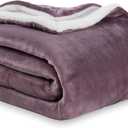 Berkshire Blanket-Sherpa Fleece Blanket, Warm and Soft Loftmink Reversible Blanket for Bed, Sofa and Travel, Plum Smoke, 90 in x 108 in (King)