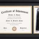 ELSKER&HOME 11x17 Diploma Frames with Tassel Holder for 8.5x11 Certificate Document Shadow Box, Matte Black Frame, Degree Double Mat, Black with Gold Rim