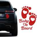 Baby on Board Car Sticker, Baby on Board Signs for Car, High Intensity Reflective Waterproof Vinyl Safety Auto Signs, Auto Decoration Accessories for Rear, Side Window (Red)