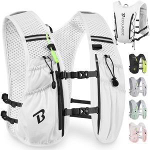 Running Vest Hydration Backpack for Men Women, 5L Lightweight Running Backpack Hydration Pack for Marathon, Trail, Cycling, Hiking, Jogging (White), Only 5L Running Vest