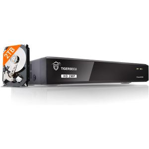 TIGERSECU Super HD 1080P 8 Channel DVR Security Recorder with 2TB Hard Drive, Hybrid 6-in-1 CCTV DVR Recorder Compatible with 2MP and 5MP TVI, AHD, CVI, CVBS, RS485 PTZ and IP Security Cameras