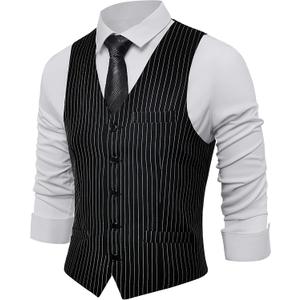BABEYOND Men's Suit Vest Slim Fit Waistcoat Business Dress Vests for Suit Tuxedo (Black, M)