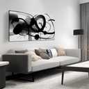 ANCXWOTER Large Canvas Wall Art for Living Room Bedroom Abstract Line Black and White Picture Ink and Wash Artwork Canvas Prints 24x48 Inch