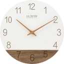 La Crosse Clock 404-3630B 12 inch Ivory Sierra Wood Quartz Analog Wall Clock