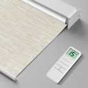 Motorized Roller Shade with Remote Control, Blackout Electric Shade for Windows Compatible with Alexa Google via Hub, Rechargeable Smart Window Blind Customized Size (Texture Light Coffee)