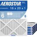 Aerostar 16x20x1 MERV 6 Air Filter, 6 Count, ACTUAL SIZE (15.50 x 19.50 x 0.75 ), HVAC, Air Conditioning & Furnace Filter for Dust, Lint & Pollen Control (MPR 300 / FPR 3), Made in USA