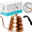 Barista Warrior Gooseneck Kettle for Pour Over Coffee & Tea - 1.2L Kettle Stovetop with Built-In Thermometer, Precision Drip Spout, Stainless Steel - Copper Coated Stainless Steel