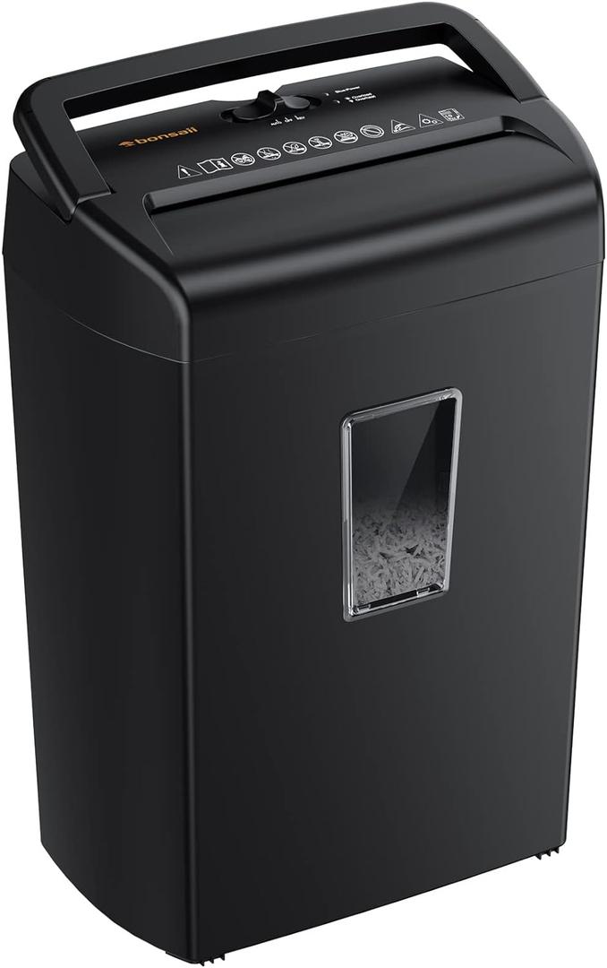 Bonsaii 10-Sheet Cross Cut Paper Shredder, 5.5 Gal Home Office Heavy Duty Shredder for Credit Card, Staple, Clip with Transparent Window(C209-D) (1 0 Sheet Crosscut)