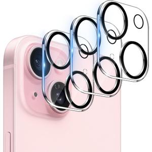 WHPXJY for [3 Pack] Camera Lens Protector for iPhone 15/15 Plus Ultra HD Tempered Glass Camera Protector, Anti Scratch, Strong Adhesion, Easy to Install, Case Friendly Back Camera Screen Cover