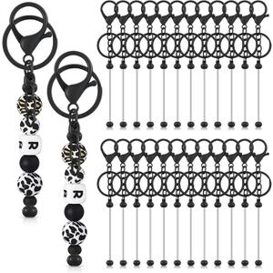 Tondiamo 24 Pcs Beadable Keychain Bars Keychain Making Kit