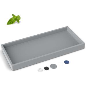 EG-SIPRO Bathroom Counter Tray, Silicone, Rectangular, Gray, Thick, Shatterproof, Soap Dispenser Tray, 10.6'x5.1' or 7.8'x3.9'