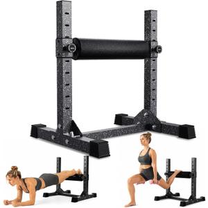 Bulgarian Split Squat Stand, 500LBS Capacity Adjustable Single Leg Squat Roller Stand with 9 Roller Heights for Squats, Leg Lunges, Lower Body Training for Home Gym