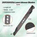 (3 Pack) 355-101 20" Lawn Mower Blades, Replace for 2105300125A Lawn Mower Blades 20" Length, 1/8" Thickness, 2-1/4" Width, 1" x 3/4" Center Hole, Compatible with Hyper Tough Deck Lawn Mower