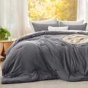 Bedsure Super King Plus Comforter Set, Dark Grey Soft Prewashed Bedding for All Seasons, 3 Pieces GentleSoft Bed Set, 1 Lightweight Comforter (128"x120") and 2 Pillowcases (20"x36")