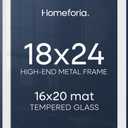 Homeforia 18x24 Blue Poster Frame, High-End Metal, 16x20 Mat, Glass