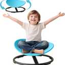 Autism Kids Swivel Chair, Spin Sensory Training, Non-Slip Metal Base Small Desk Chair (Blue)