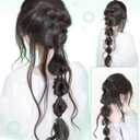 Long Braid Ponytail Extension with Hair Tie Straight Sleek Wrap Around Hair Extensions Braid PonyTail Fluffy Natural Soft Synthetic Hairpieces for Women Daily Wear, 18 inch (Cold brown)