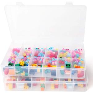 2 PCS Plastic Organizer Box, Clear Plastic Organizer, Organizer Box with Adjustable Dividers, 18 Grids Bead Organizer, Jewelry Storage Box, Small Clear Storage Bins, Lightweight Craft Organizer