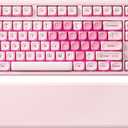 YUNZII B87 Wireless Mechanical Keyboard,QMK/VIA Programmable,TKL Layout 87 Keys,BT/2.4G/USB-C,Hot Swap Gasket Mount RGB Backlit Gaming with Wrist Rest for Win/Mac (Pink, Milk V2)