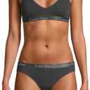 Calvin Klein Women's Motive Cotton Lightly Lined Bralette Bra (Large, Charcoal Heather)