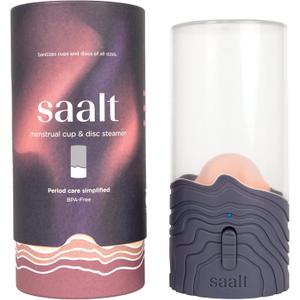 Saalt Menstrual Cup Steamer - Period Cup & Disc Sanitizer - Hands-Free Steam Sanitizer- No-Boil Design with Removable Power Cord - Compact & Portable - Blue Dusk