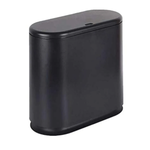IEEK Plastic Trash Can with Press Top Lid,3.2 Gallon /12 Liter Garbage Can, Black Modern Waste Basket Thin Trash Cans for Bathroom, Kitchen, Living Room, Office and Narrow Spaces