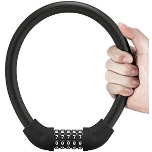 ROCKBROS Bike Lock 5 Digit Cable Lock Lightweight Bicycle Lock Bike Lock Combination Portable Lock for Bike 22inch Black