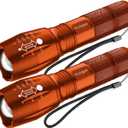 Victoper LED Flashlight 2 Pack Orange, Bright High Lumens Tactical Flashlights High Lumens with 5 Modes, Waterproof Zoomable Flash Light for Outdoor, Gifts for Father's Day Camping Essentials Gear