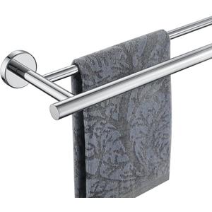 JQK Chrome Towel Bar, 24 Inch 304 Stainless Steel Thicken 0.8mm Double Bath Towel Rack for Bathroom, Towel Holder Polished Chrome Wall Mount, Total Length 27.16 Inch, TB100L24-CH (27 Inch, Chrome)