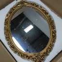Vintage Wall Mirror Gold Oval Decorative Mirror 12 x 8.3 inch Small Hanging Mirrors for Bedroom Living-Room Dresser Gallery Decor (Antique Gold)