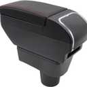 YJYWZH for Mitsubishi Mirage Attrage 2014-2024 Armrest Box Center Storage Box Hand Centre Consoles with Cup Holder Arm Rest Double-Layer Black (Black with Red Thread)