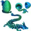 Dragon Egg ,Dragon Egg Fidget Surprise Toy with 3D Printed Dragon, Dragon Eggs with Dragon Inside Fidget Toy, 12" Dragon and Dragon Egg Toy Gifts for Autism and ADHD. (Laser Green) (Medium)