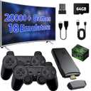ZeroStory 2026 Upgrade Retro Game Console Stick, Retro Video Game Console Stick Built in 20000+ Games with 15 Emulators, 4K HDMI Output with 2 Pack 2.4G Controllers for Christmas gifts (64GB) (Glossy Black)