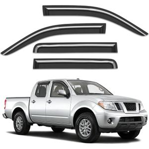 Out-Channel Window Rain Guards Fit for Nissan Frontier 2005-2021 Crew Cab, Extra Durable Window Visors Vent Visors Vent Shades Wind Deflector Dark Smoke Car Tape-on with Thicker 4PCS