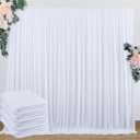 20 ft x 10 ft Wrinkle Free White Backdrop Curtain for Wedding Parties, Polyester Photo Backdrop Drapes for Baby Shower Birthday Party Backdrop Stand, Bulk Thick Background Curtains 5x10FT 4 Panels