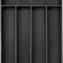 Besilord Bamboo Silverware Holder - Drawer Organizer with 5 Slots (Black)