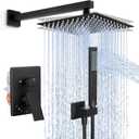 KES Shower Faucet Set, 10 Inches Rain Shower Head with Handheld Spray, Shower System Pressure Balance Wall Mounted (cUPC Certified Shower Valve Included), Matte Black, XB6230F18-BK