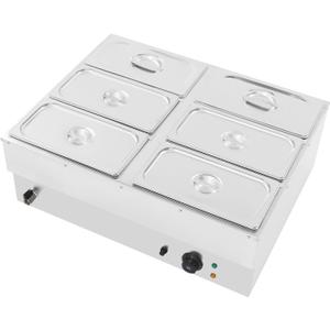 6-Pan Commercial Food Warmer Buffet Server Food Warming Tray Electric Food Steamer Stainless Steel Chafing Dishes Table Steamer Soup Station