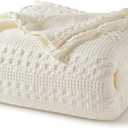 PHF 100% Cotton Waffle Weave Blanket Queen Size for Bed, Soft Lightweight & Breathable for Spring and Summer, All-Season Comfort, Luxury Aesthetic Blanket for Home Decor, 90"x90", Ivory
