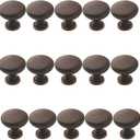 Litepak Cabinet Knob Mushroom Kitchen Furniture Handle Cupboard Door Pull 1.18", 30mm w/Screws (15-Pack, Oil Rubbed Bronze)
