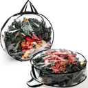 Hedume 2 Pack Wreath Storage Bag, 30" X 8" Clear Everyday Bag, Christmas Wreath Storage Container with Dual Zippered and Reinforced Handle for Holiday Seasonal Wreath Garland