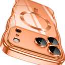 GVIEWIN for iPhone 17 Pro Max Case, Compatible with MagSafe][Upgraded Full Camera Protection][Cute Wave Frame, Glossy Slim Shockproof Protective Magnetic Phone Case for 17 Pro Max 6.9'', Clear/Orange