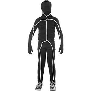 Seasons Child Light Up Stick Figure Cosutme EL Light Hooded Bodysuit for Boys Size 12-14